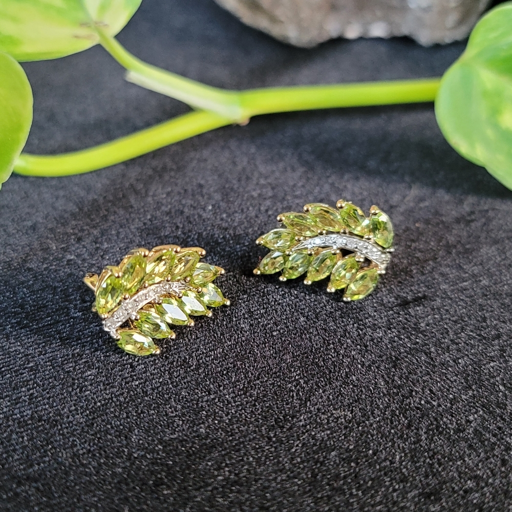Green Peridot French Clip Sterling Silver Earrings